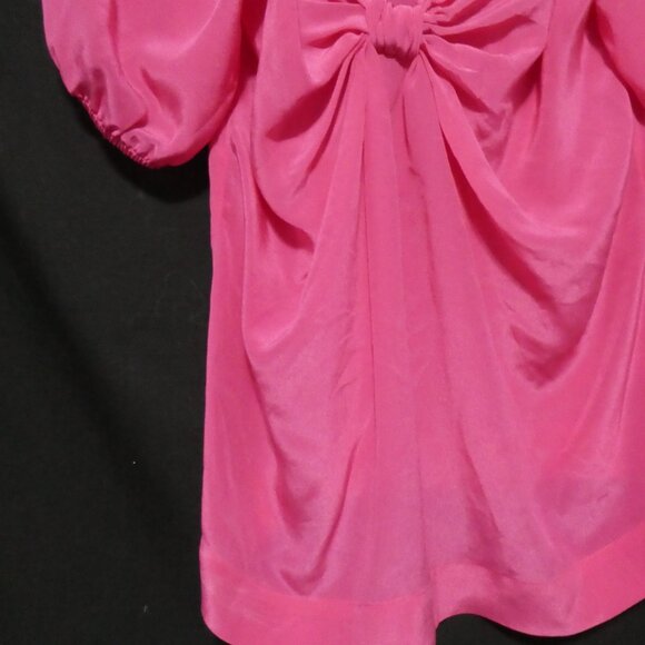 BANANA REPUBLIC | xs, extra small | Silk Hot Pink Puff Sleeve Blouse | NWT - Picture 10 of 15